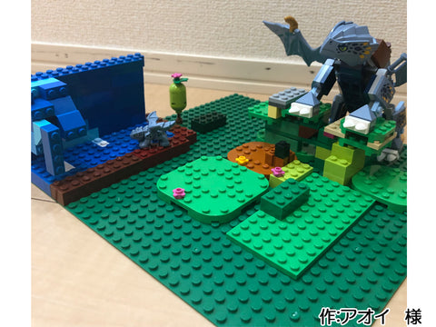 山の中で水遊びをするドラゴン親子(アオイ 様)