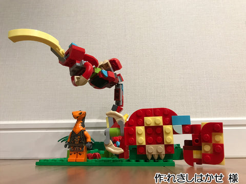 赤いヘビがトカゲを食べる図(れきしはかせ 様)