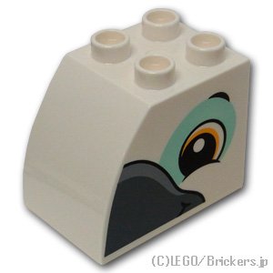 デュプロ ブロック 2 x 3 x 2 カーブトップ 鳥の顔 パターン：[White / ホワイト]
