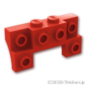 ブロック 2 x 4 / 1 x 4 - サイドアーチ：[Red / レッド]