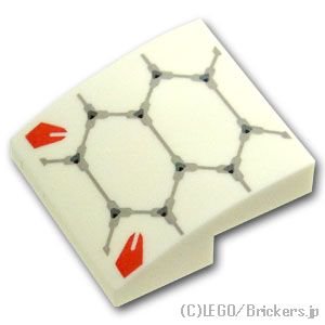 カーブスロープ 2 x 2 x 2/3 - ヘキサゴンラインパターン：[White / ホワイト]