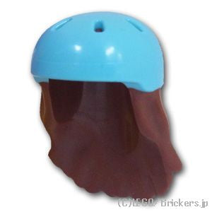 ミニドール ヘアセット - ミディアムアズールのヘルメットを被ったロングヘア：[Reddish Brown / ブラウン]