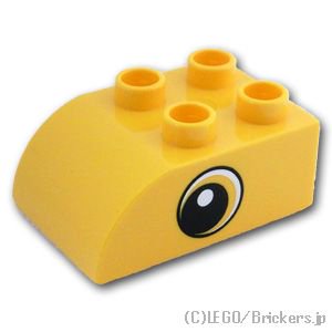 デュプロ ブロック 2 x 3 カーブトップ - アイパターン(両側)：[Yellow / イエロー]