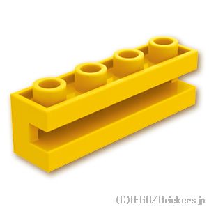 ブロック 1 x 4 - 溝つき：[Yellow / イエロー]