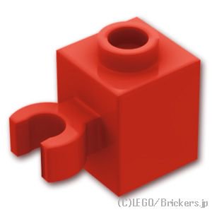 ブロック 1 x 1 - 垂直クリップ：[Red / レッド]