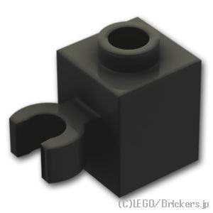 ブロック 1 x 1 - 垂直クリップ：[Black / ブラック]