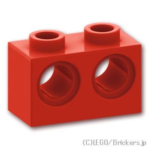 テクニック ブロック 1 x 2 - ピン穴2：[Red / レッド]