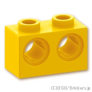 テクニック ブロック 1 x 2 - ピン穴2：[Yellow / イエロー]