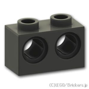テクニック ブロック 1 x 2 - ピン穴2：[Black / ブラック]