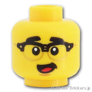 ミニフィグ デュアルヘッド - メガネをかけた男性 / ウインク顔：[Yellow / イエロー]