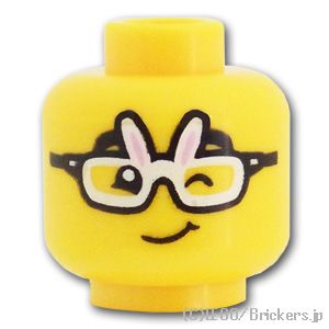 ミニフィグ デュアルヘッド - メガネをかけた男性 / ウインク顔：[Yellow / イエロー]