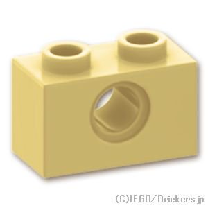 テクニック ブロック 1 x 2 - ピン穴1：[Tan / タン]