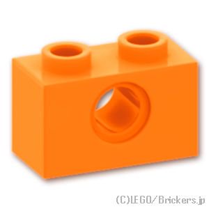 テクニック ブロック 1 x 2 - ピン穴1：[Orange / オレンジ]