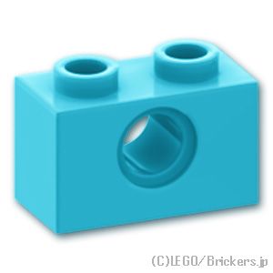 テクニック ブロック 1 x 2 - ピン穴1：[Md,Azure / ミディアムアズール]