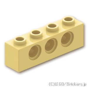 テクニック ブロック 1 x 4 - ピン穴3：[Tan / タン]