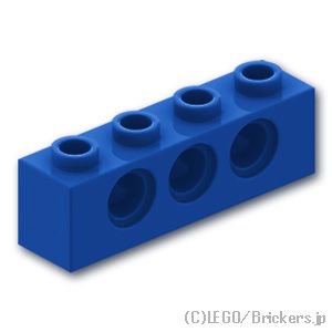 テクニック ブロック 1 x 4 - ピン穴3：[Blue / ブルー]