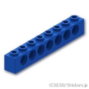 テクニック ブロック 1 x 8 - ピン穴7：[Blue / ブルー]