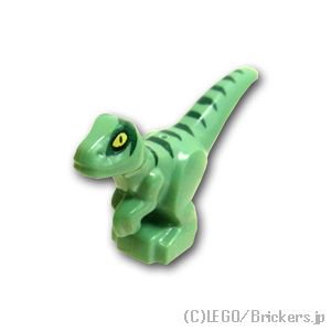 恐竜の赤ちゃん ダークグリーンストライプ パターン：[Sand Green / サンドグリーン]