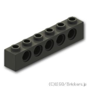 テクニック ブロック 1 x 6 - ピン穴5：[Black / ブラック]