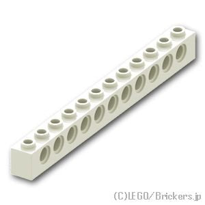 テクニック ブロック 1 x 12 - ピン穴11：[White / ホワイト]