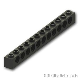 テクニック ブロック 1 x 12 - ピン穴11：[Black / ブラック]