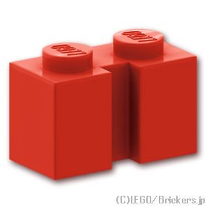 ブロック 1 x 2 - 溝つき：[Red / レッド]