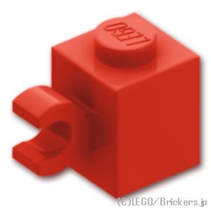 ブロック 1 x 1 - 水平クリップ：[Red / レッド]
