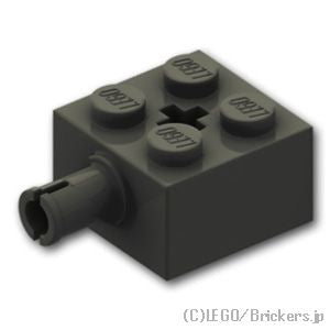 ブロック 2 x 2 - ピン / 十字軸穴：[Black / ブラック]
