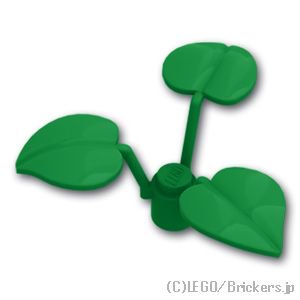 植物ブロック 1 x 1 葉3枚：[Green / グリーン]