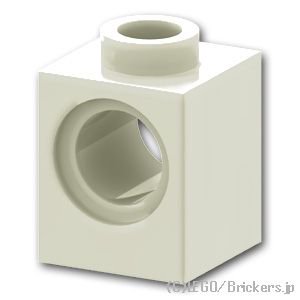 テクニック ブロック 1 x 1 - ピン穴：[White / ホワイト]