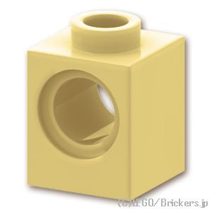 テクニック ブロック 1 x 1 - ピン穴：[Tan / タン]