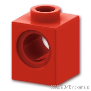 テクニック ブロック 1 x 1 - ピン穴：[Red / レッド]
