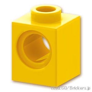 テクニック ブロック 1 x 1 - ピン穴：[Yellow / イエロー]