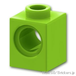 テクニック ブロック 1 x 1 - ピン穴：[Lime / ライム]