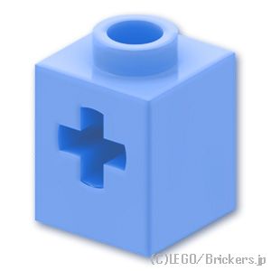 テクニック ブロック 1 x 1 - 十字軸穴：[Bt,Lt Blue / ブライトライトブルー]