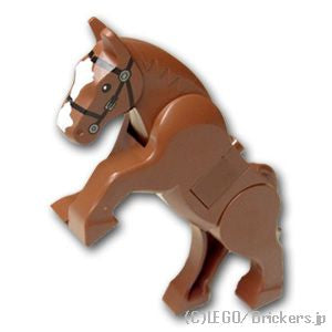 LEGO® パーツ 6005402/6022359 馬 - 可動脚 ブラックブライドル：[Reddish Brown / ブラウン] 10352c01pb01-192 