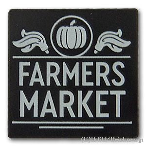 LEGO® パーツ 6446287 標識 2 x 2 - FARMER'S MARKET：[Black / ブラック] 15210pb143-026