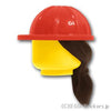 ミニフィグ ヘア - 工事ヘルメットとポニーテール：[Red / レッド]