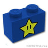 ブロック 1 x 2 - 黄色の星パターン：[Blue / ブルー]