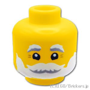 ミニフィグ ヘッド - 白い髭のおじいさん：[Yellow / イエロー]