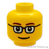 ミニフィグ ヘッド - 角メガネのスマイル：[Yellow / イエロー]