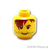 ミニフィグ ヘッド - ブラウンの前髪と無精ひげ：[Yellow / イエロー]