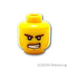 ミニフィグ ヘッド - 無精ひげと茶色の眉毛のにやり顔：[Yellow / イエロー]