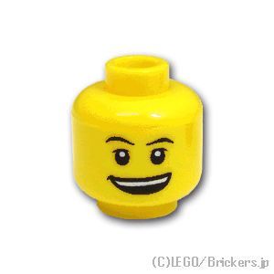LEGO® パーツ 4570027 ミニフィグ デュアルヘッド - 細眉の笑顔 / 驚き顔：[Yellow / イエロー] 3626pb0333-024 