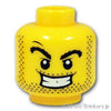 ミニフィグ デュアルヘッド - 無精ひげの悪だくみの笑顔 / 驚いた顔：[Yellow / イエロー]
