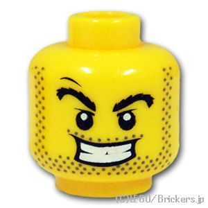 LEGO® パーツ 4542174 ミニフィグ デュアルヘッド - 無精ひげの悪だくみの笑顔 / 驚いた顔：[Yellow / イエロー] 3626pb0356-024 