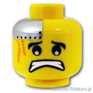 LEGO® パーツ 4542171 ミニフィグ デュアルヘッド - サイボーグ / 困り顔：[Yellow / イエロー] 3626pb0361-024 
