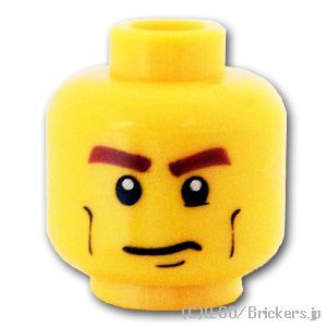 LEGO® パーツ 4570009 ミニフィグ デュアルヘッド - 茶色眉毛の怖がる顔 / 茶色眉毛の無表情：[Yellow / イエロー] 3626pb0396-024 