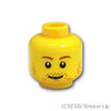 ミニフィグ デュアルヘッド - 茶色の無精ひげの笑顔 / 心配顔：[Yellow / イエロー]