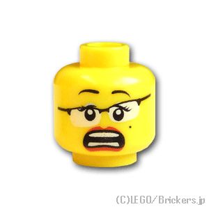 LEGO® パーツ 4624727 ミニフィグ デュアルヘッド - 黒ぶち眼鏡女性の笑顔 / 驚き顔：[Yellow / イエロー] 3626pb0578-024 